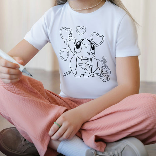 T-Shirt om zelf in te kleuren - Stitch